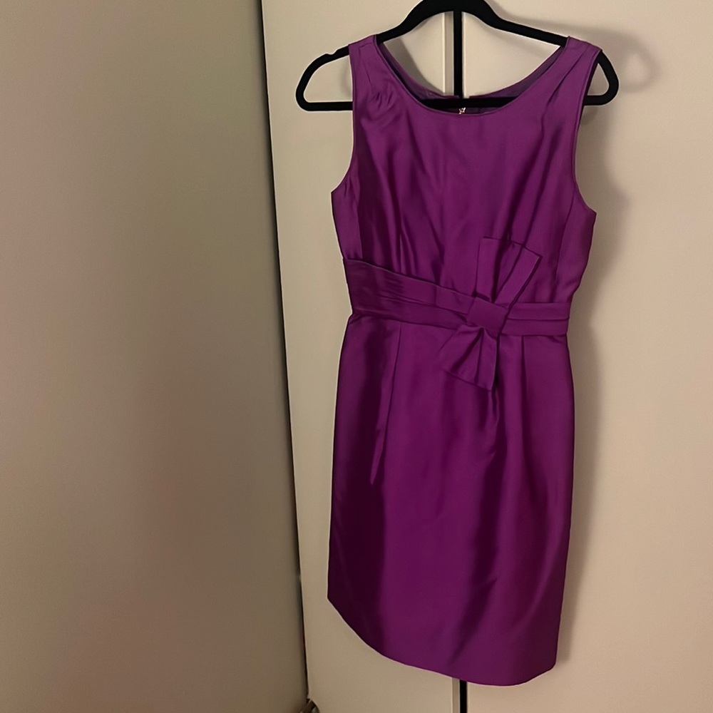 Kate Spade purple satin bow sash cocktail dress, size 0.